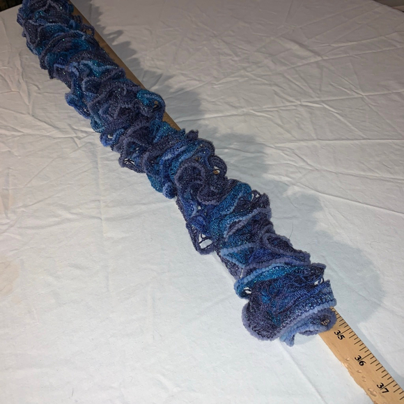 Women's Unbranded Blue Purple Ruffle Scarf One Size - Picture 4 of 4